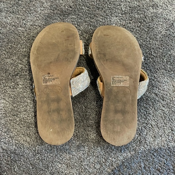 Steve Madden Tan Slide Sandals with Rhinestone Embellishment Straps - Picture 3 of 3